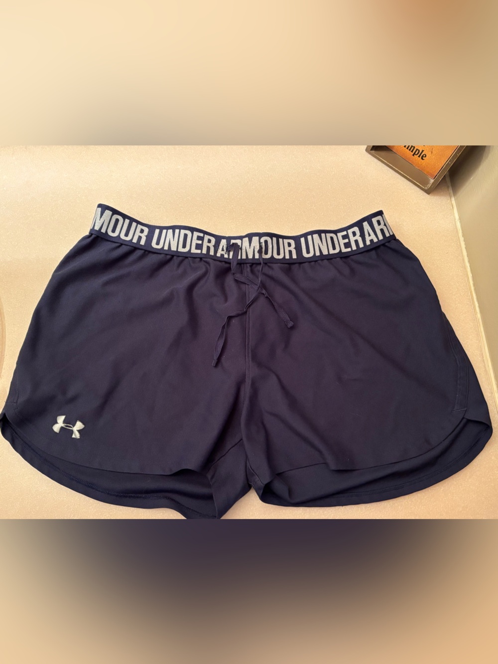 Under Armour Navy Blue Women's Athletic Shorts with Branded Waistband